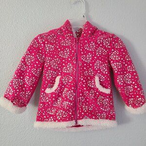 Girls Rule! Toddler Pink Heart Print Hooded Jacket Size 2T